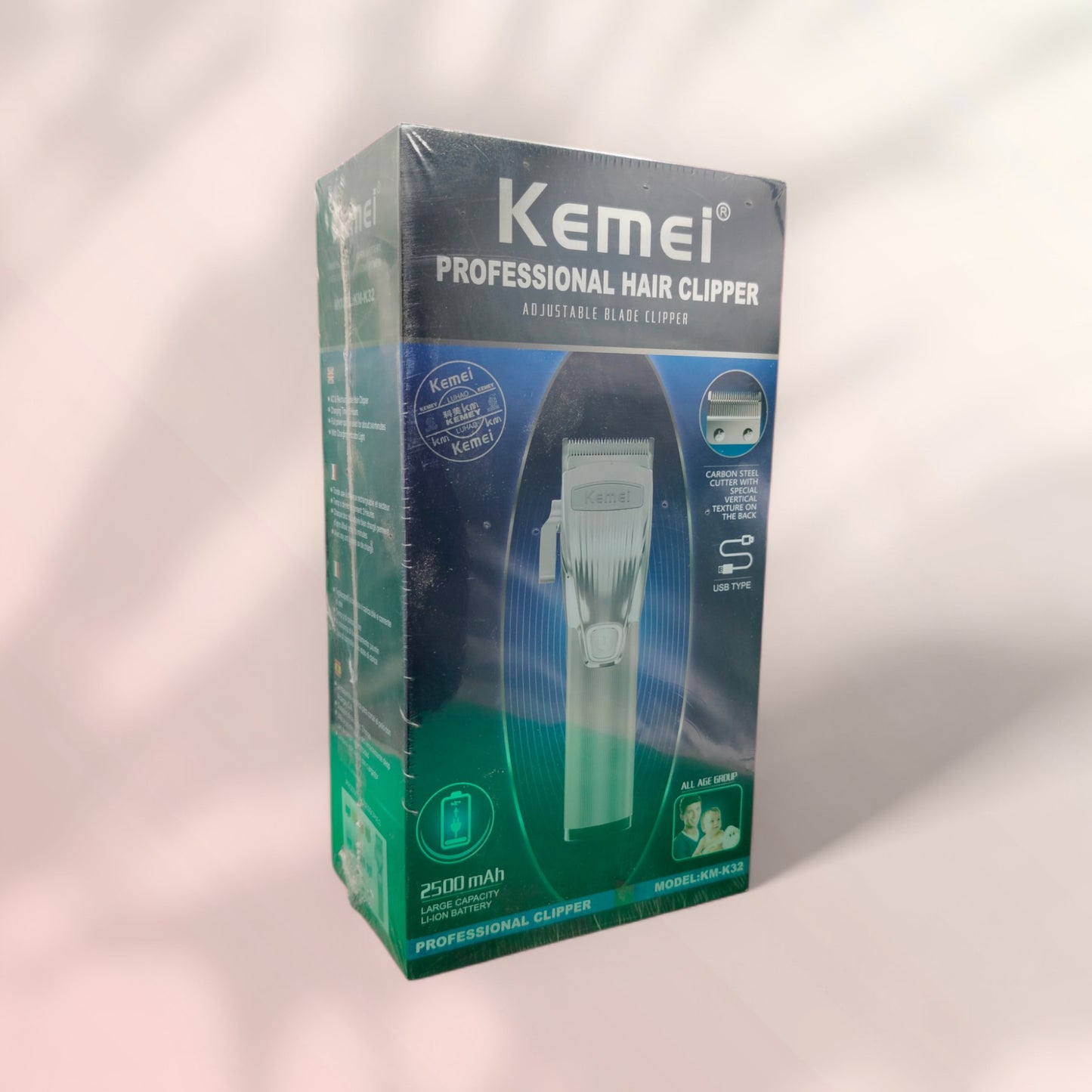 Kemei الشعر المتقلب KM-32 USB قابلة للشحن مقص الشعر آلة حلاقة - Raqya